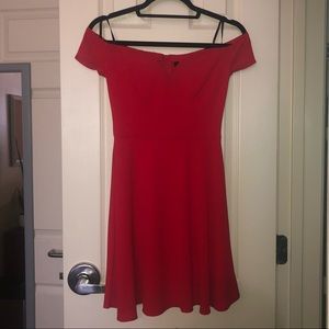 NWT B Darlin Red Off the Shoulder Sweetheart Neckline Dress